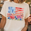 Patriotic Floral Flag Graphic Tee