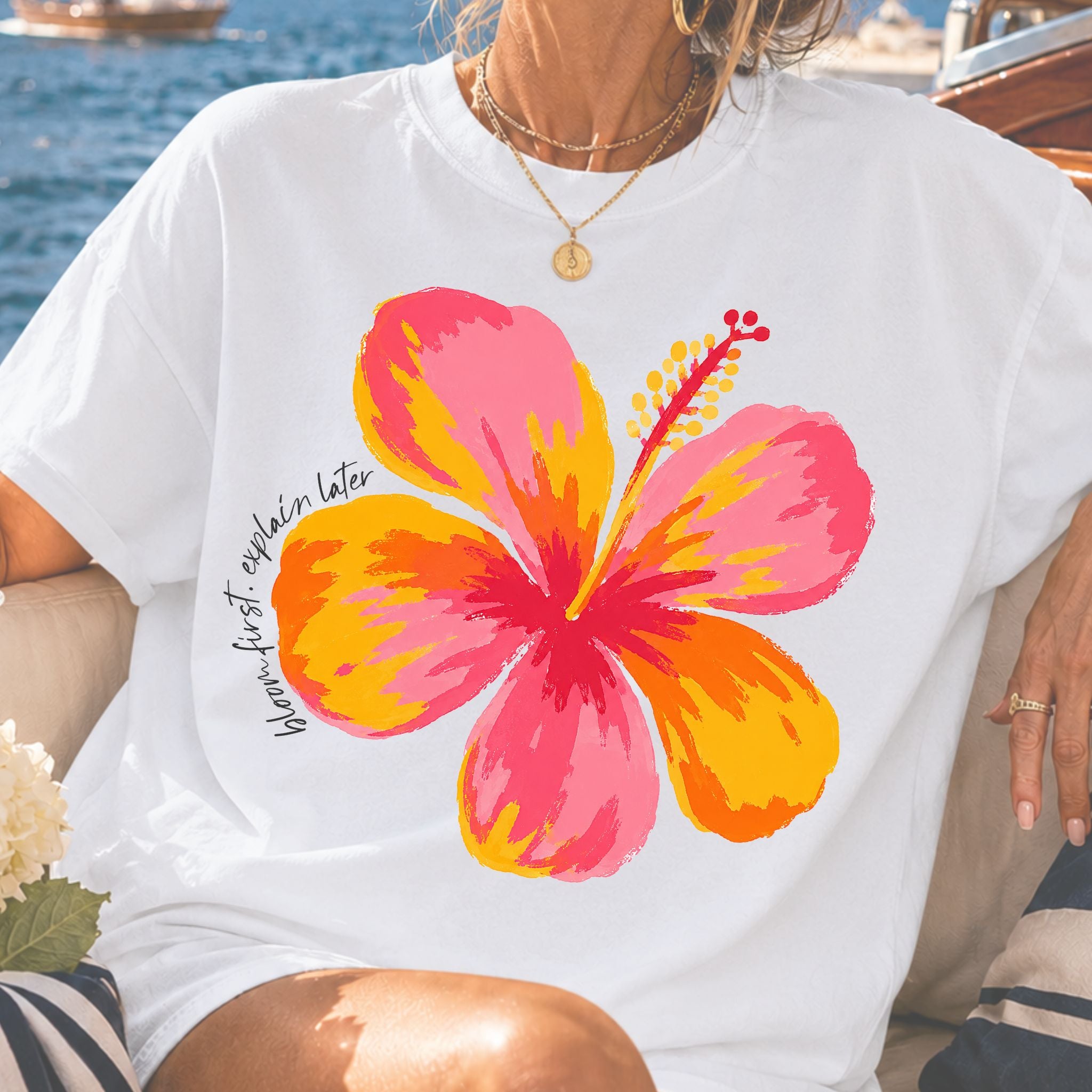 Tropical Hibiscus Flower Graphic Tee