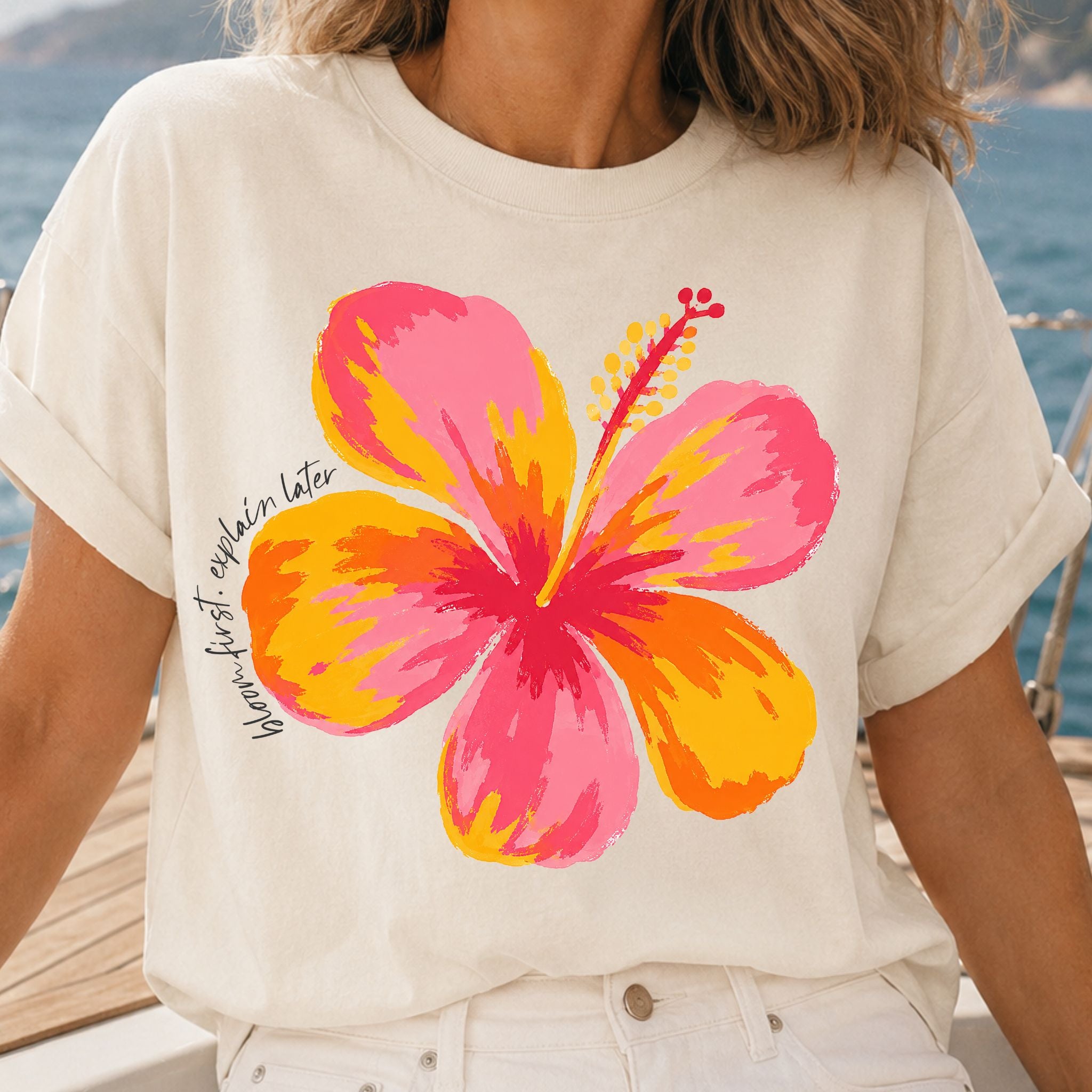 Tropical Hibiscus Flower Graphic Tee
