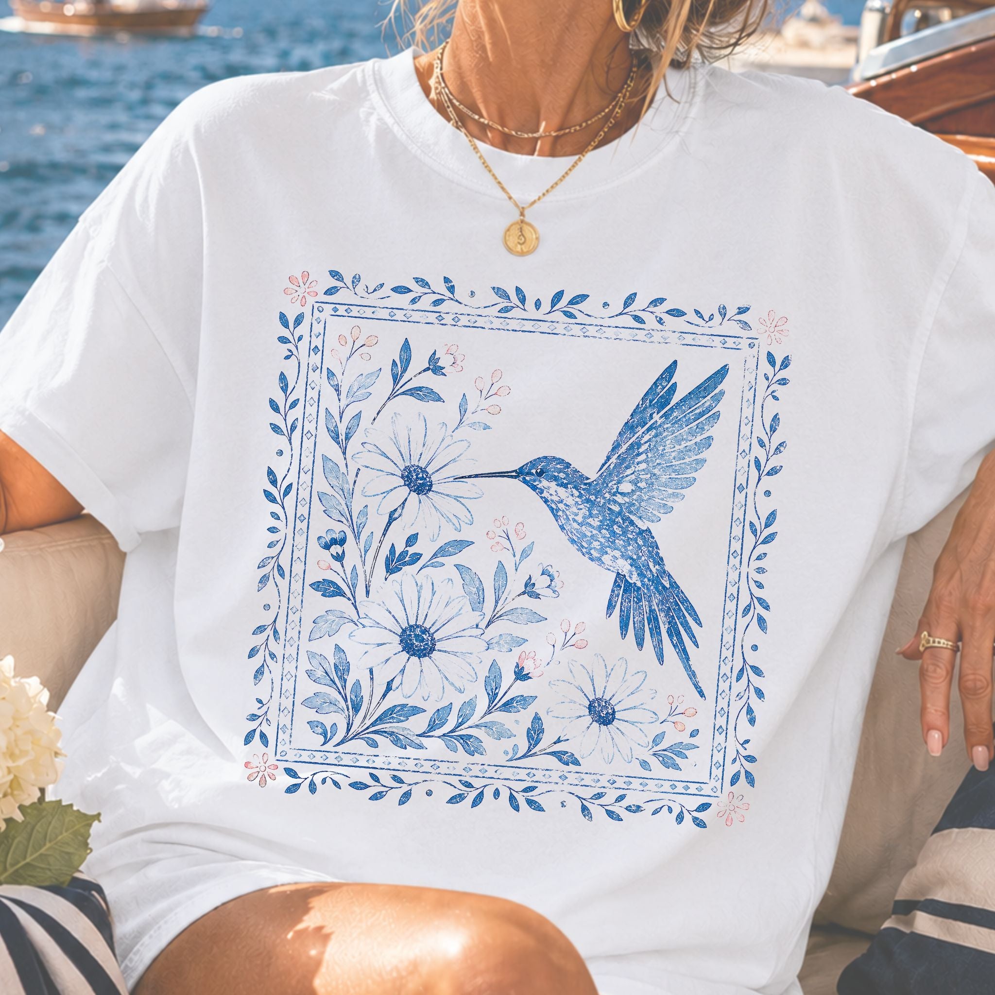 Blue Hummingbird Graphic Tee