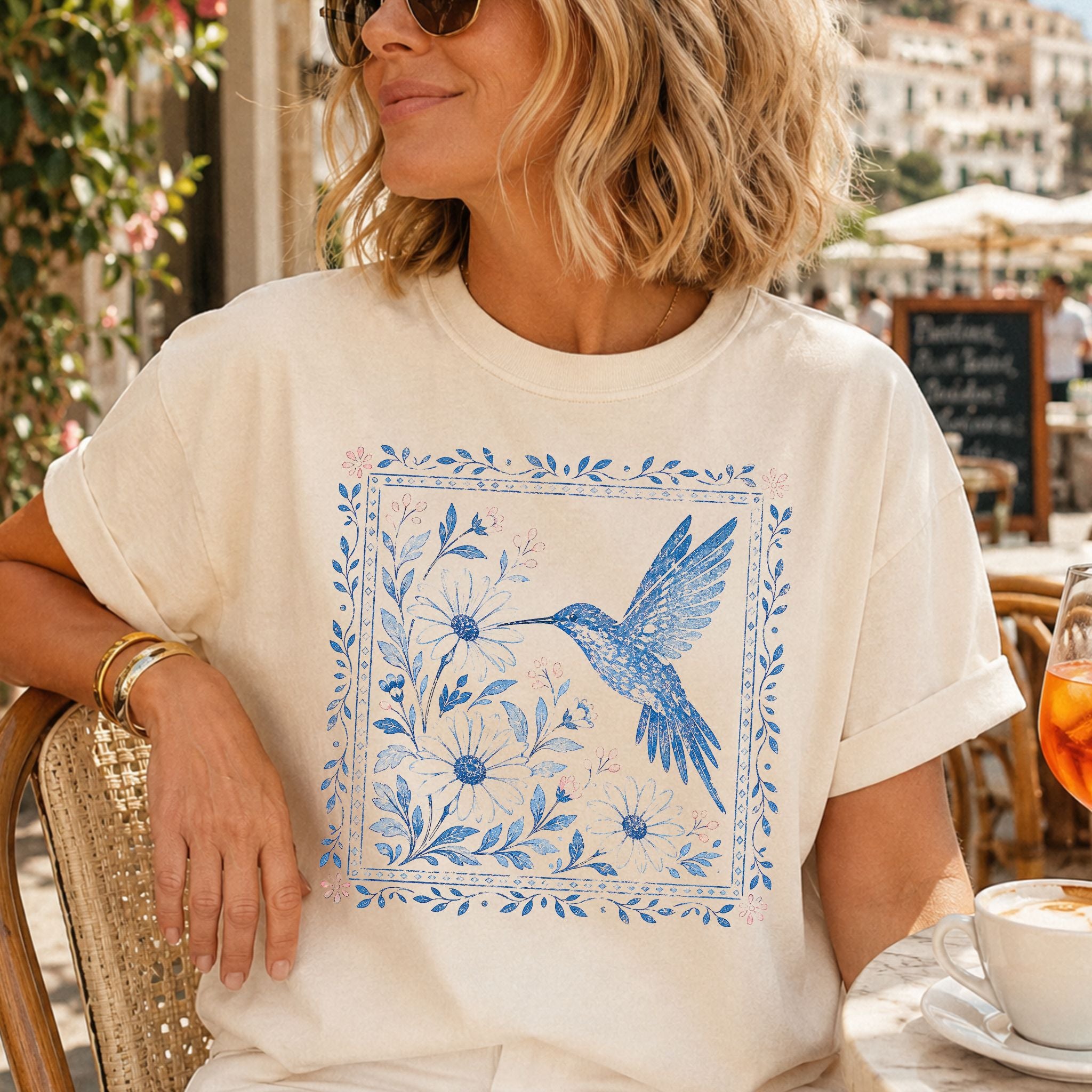 Blue Hummingbird Graphic Tee