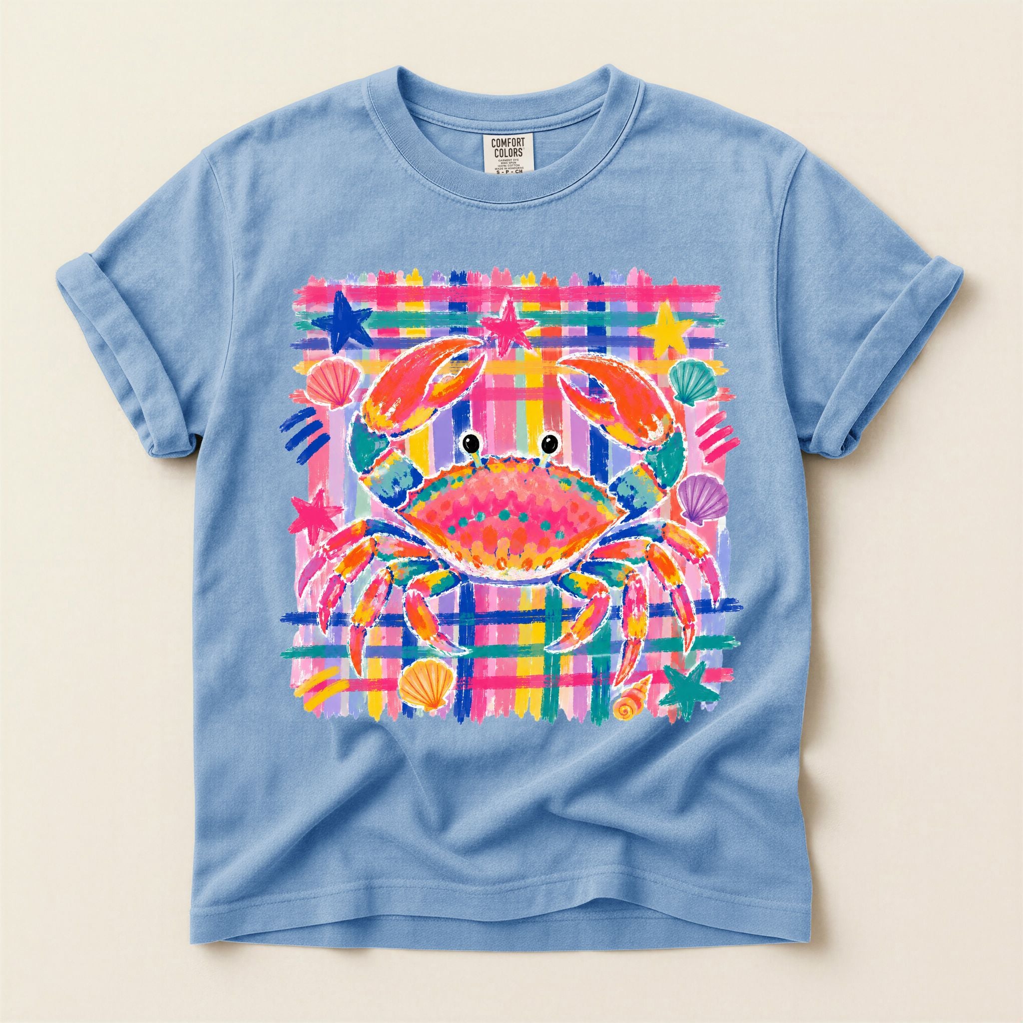 Colorful Coastal Crab Graphic Tee