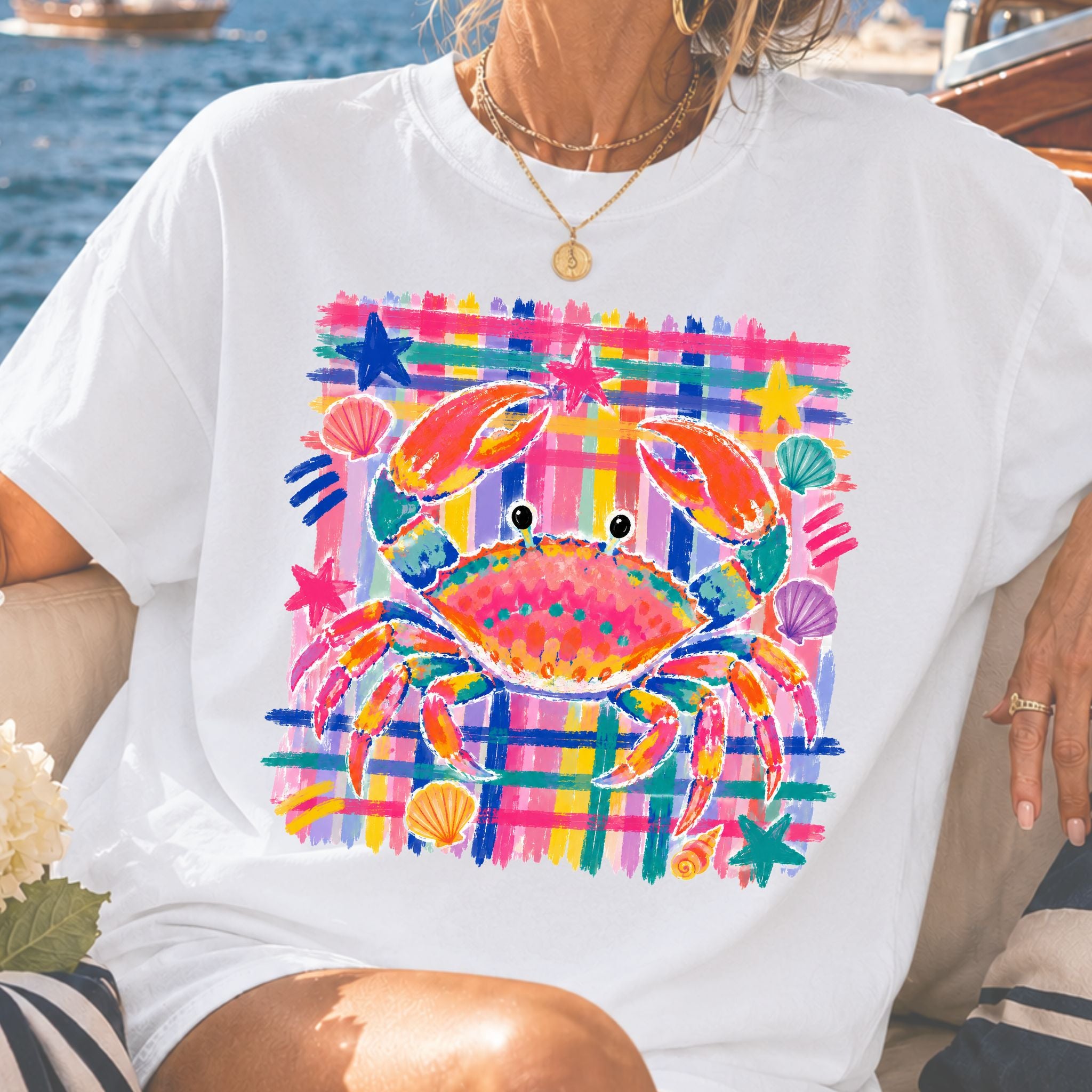 Colorful Coastal Crab Graphic Tee