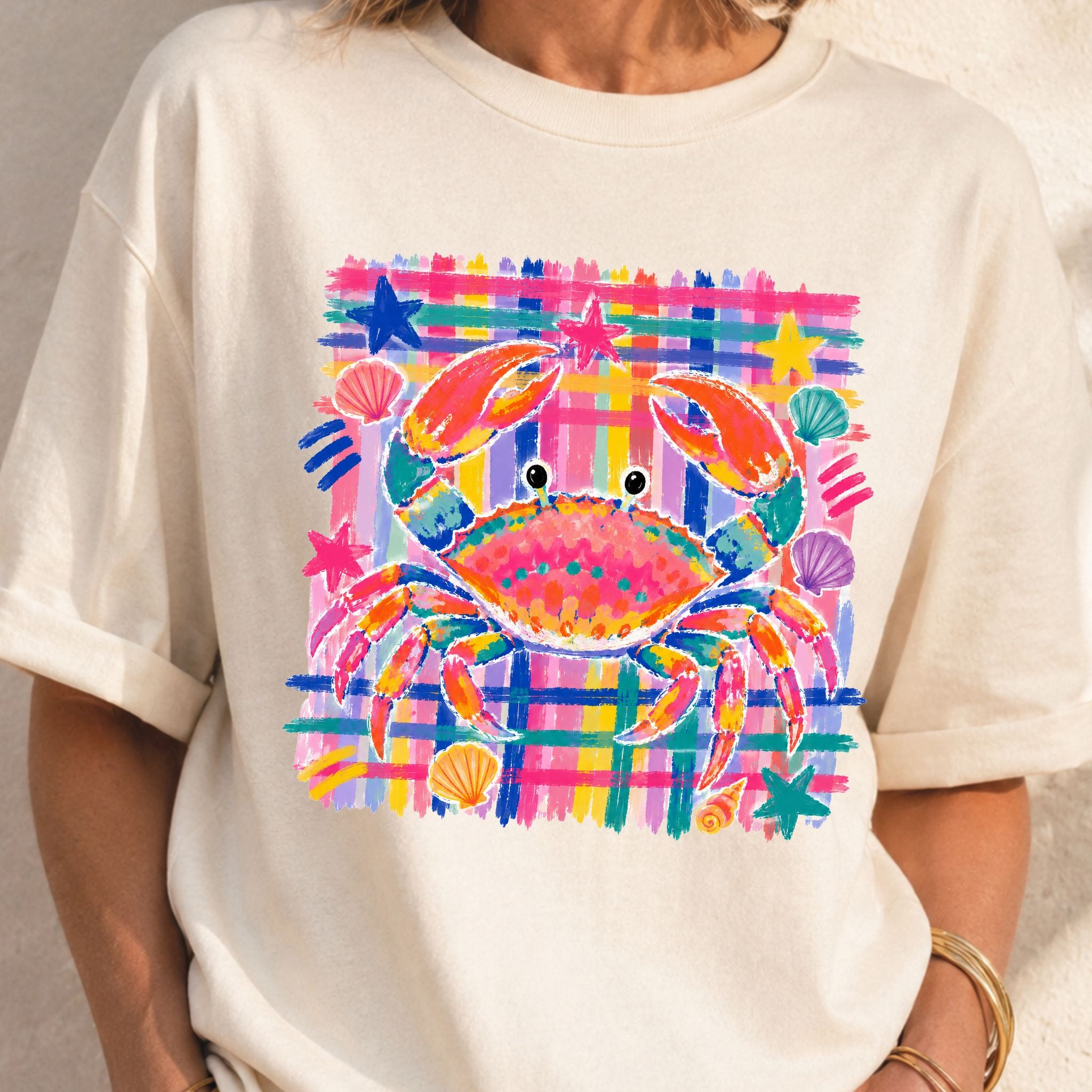 Colorful Coastal Crab Graphic Tee
