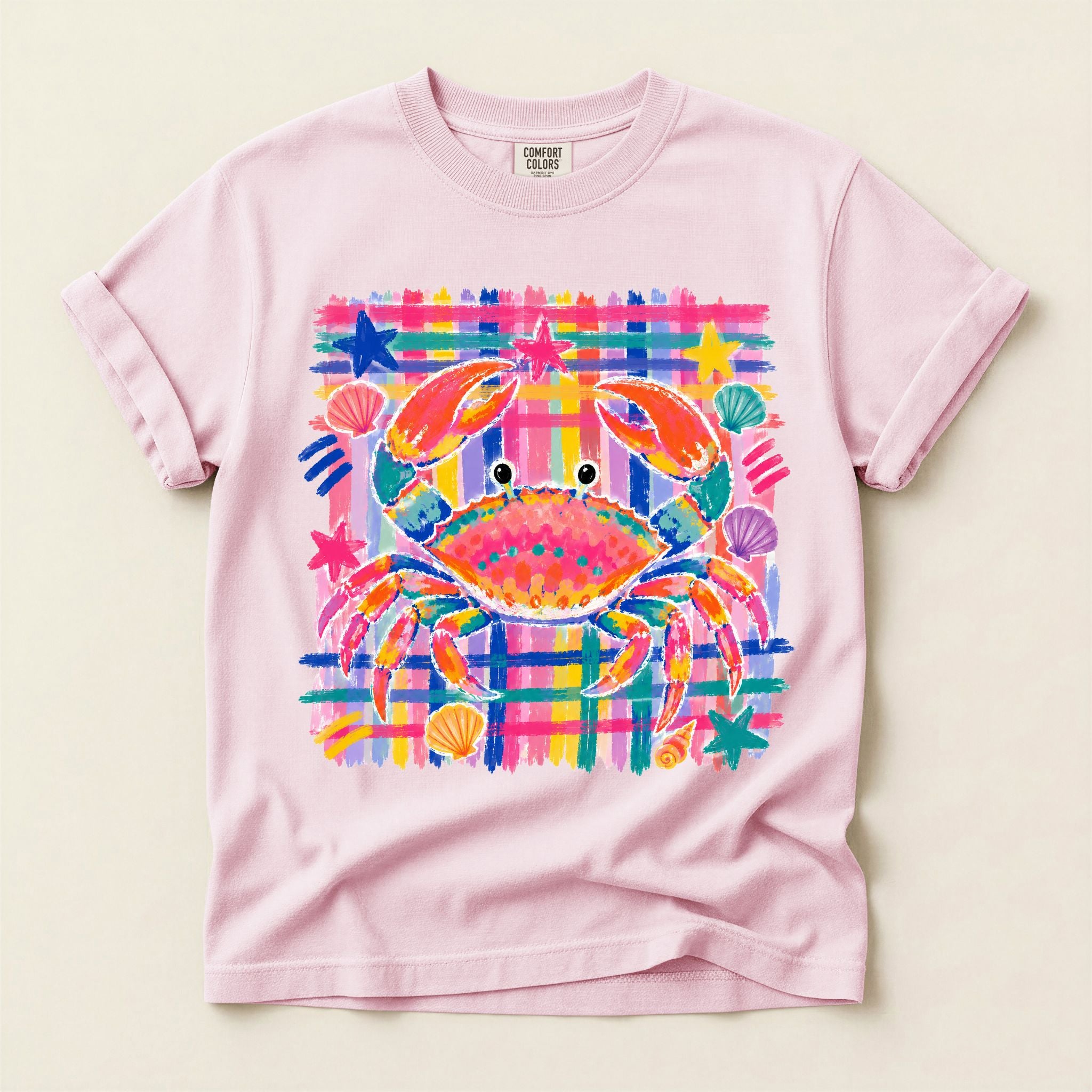 Colorful Coastal Crab Graphic Tee