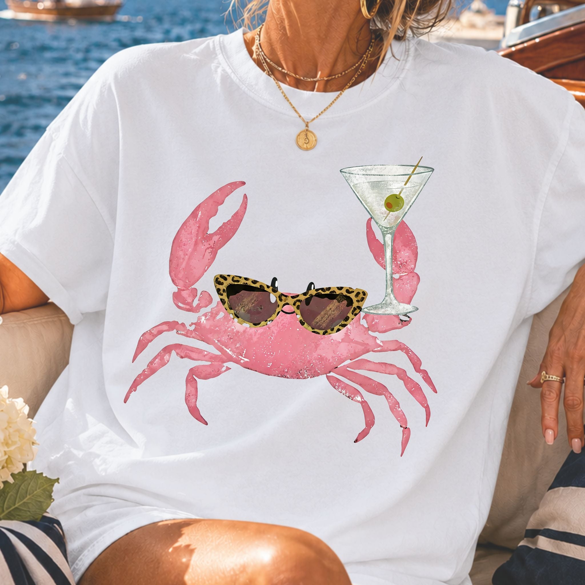 Pink Crab Martini T-Shirt