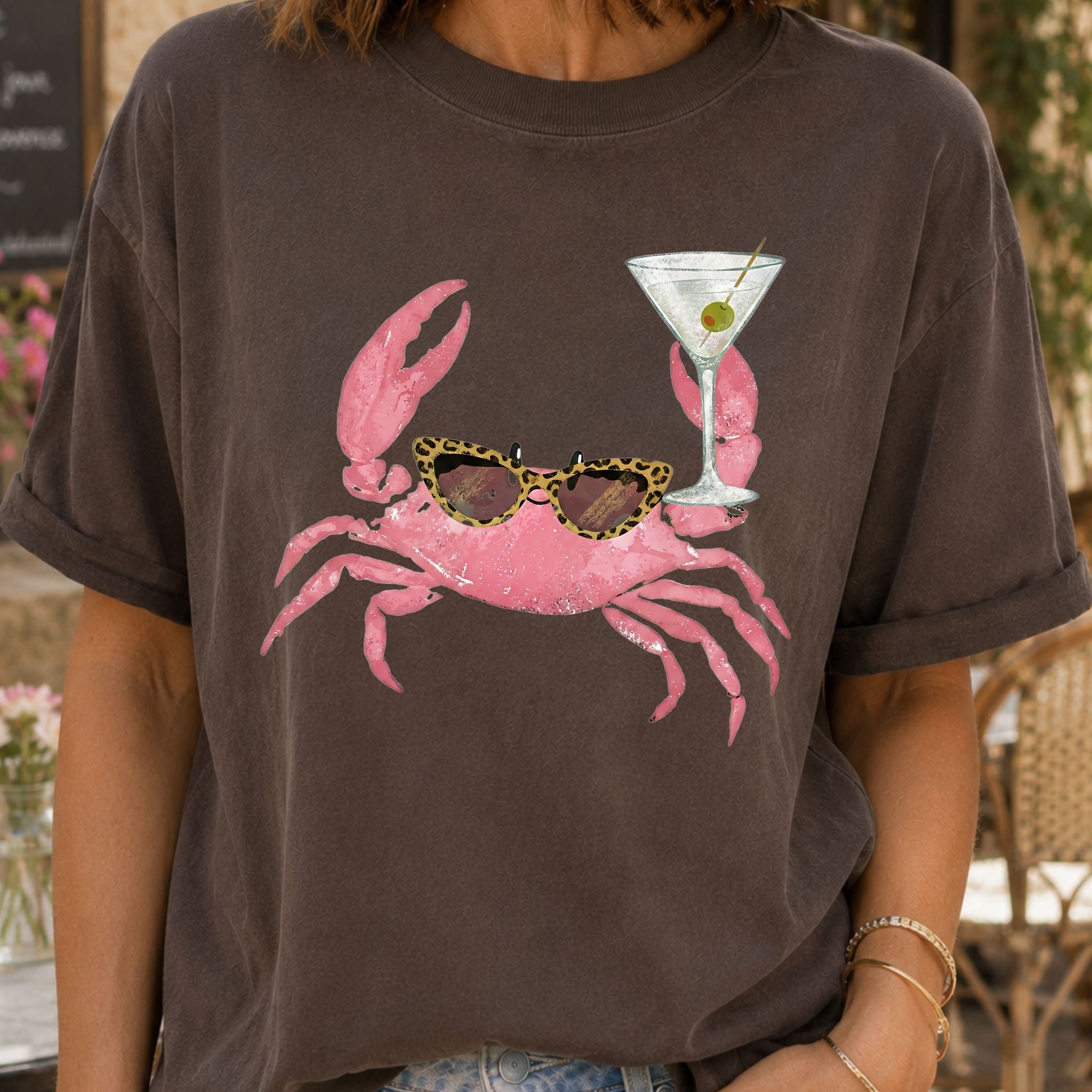 Pink Crab Martini T-Shirt