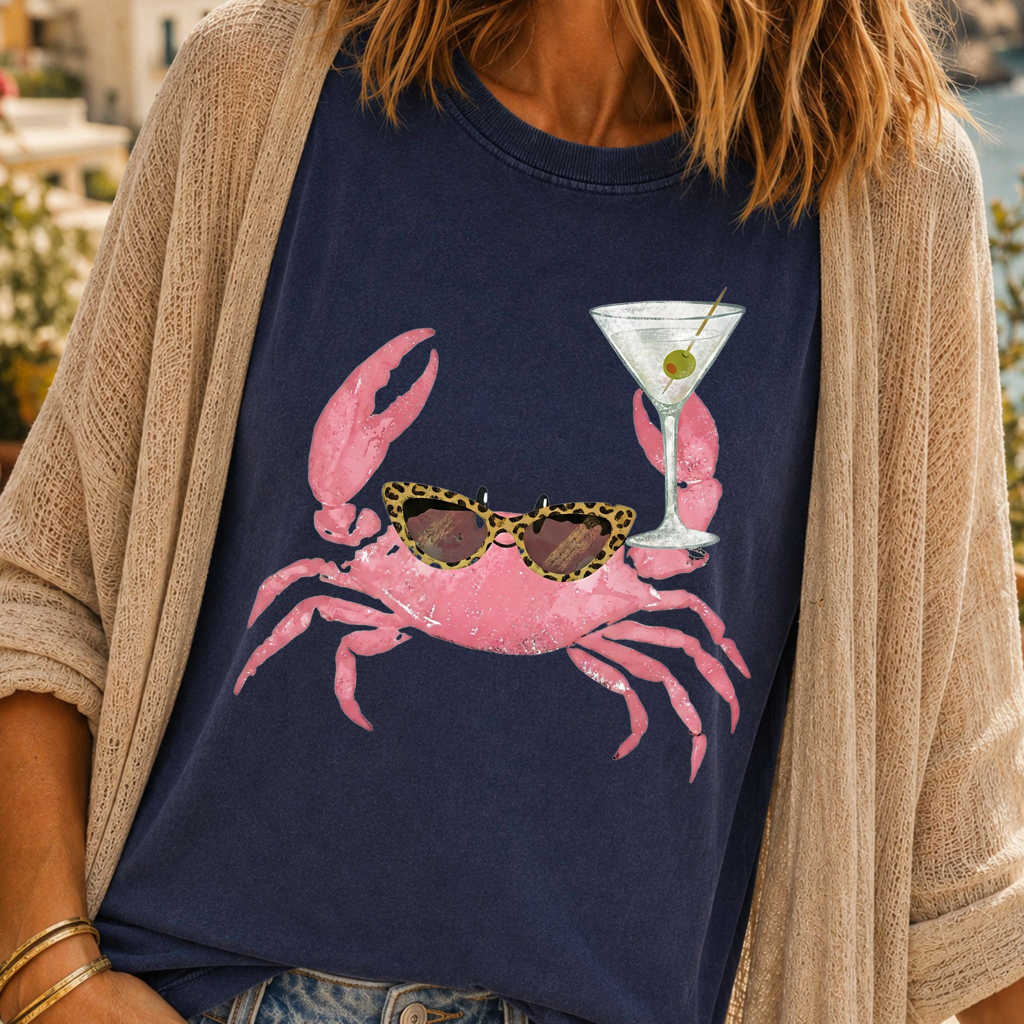 Pink Crab Martini T-Shirt